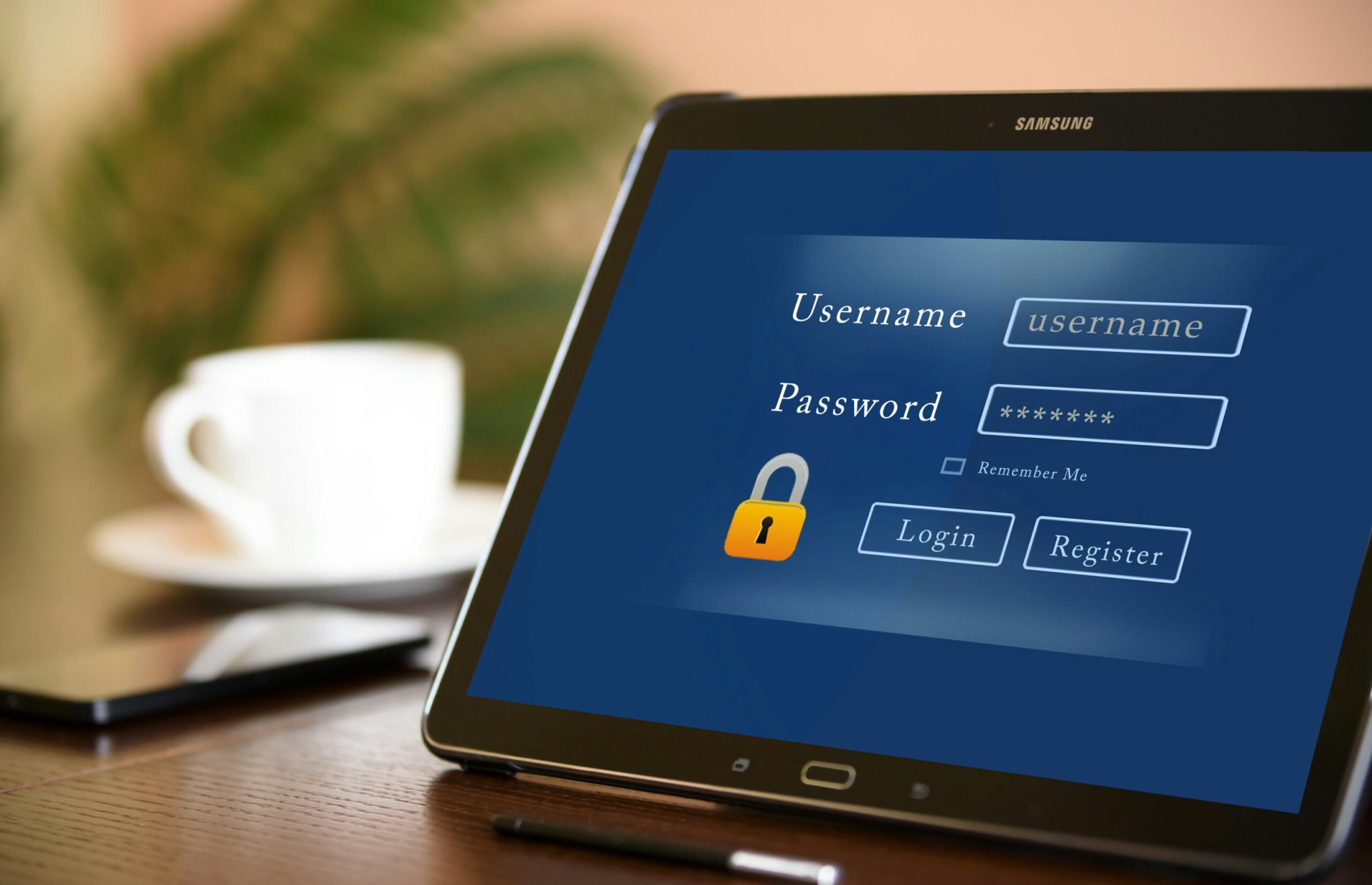 laptop with login page in the screen