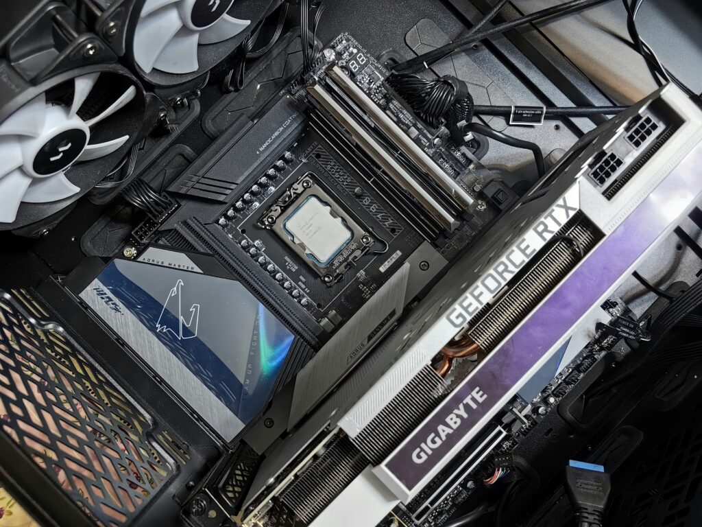 GPU installed inside a gaming PC for 1080p gaming